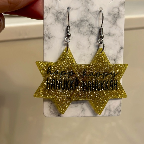 Hanukkah earrings Star of David - Picture 2 of 3